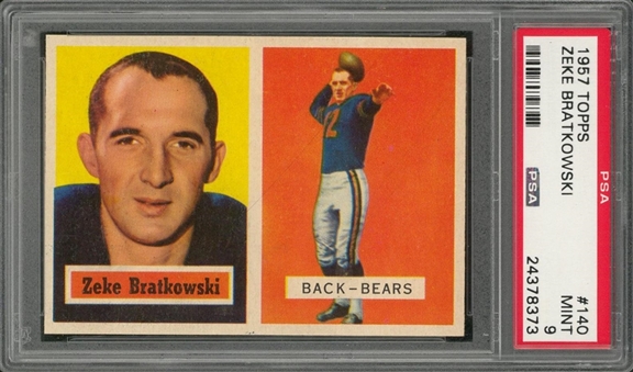 1957 Topps Football #140 Zeke Bratkowski – PSA MINT 9 "1 of 3!"